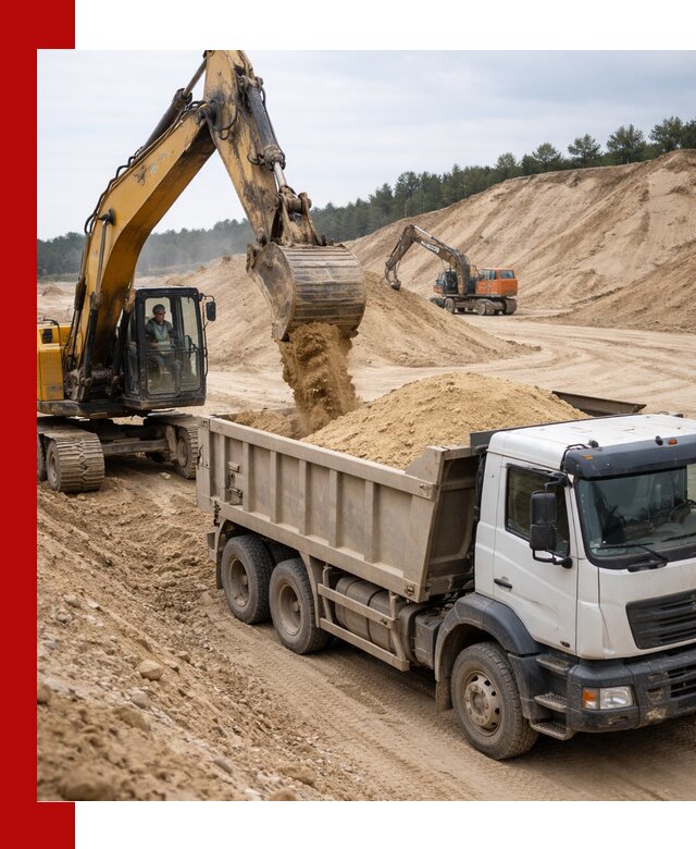 Доставка карьерного песка с самосвалами и разгрузкой в Устях-Куте