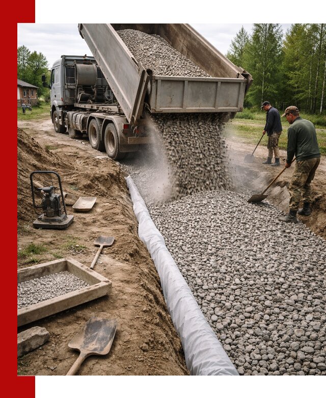 Гравий для дренажа с доставкой в Устях-Куте качественный и недорогой