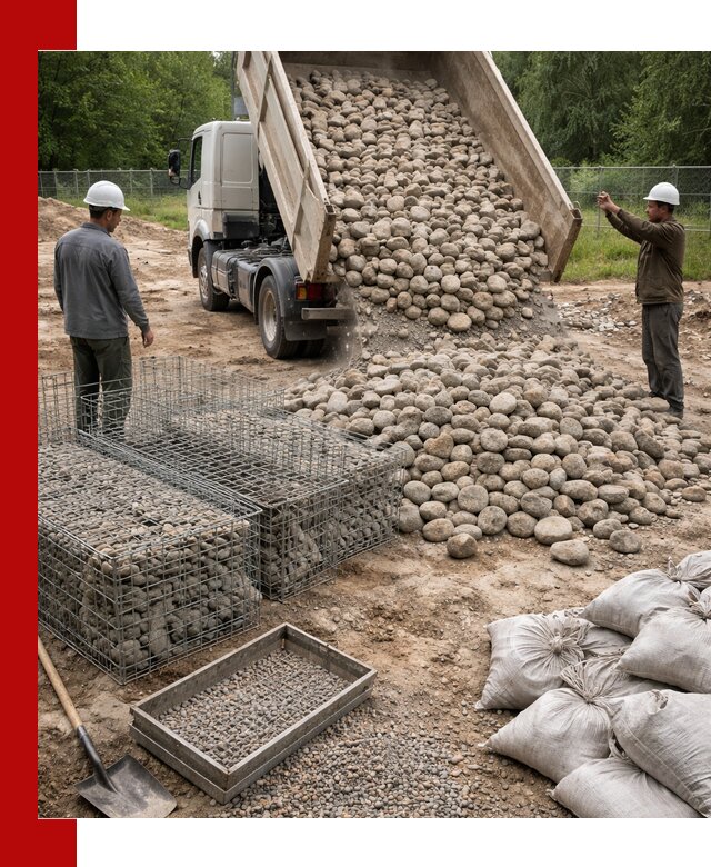 Камень для габионов фракция 70–151 в Устях-Куте