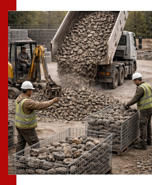 Камень для габионов фракция 100–201 в Устях-Куте