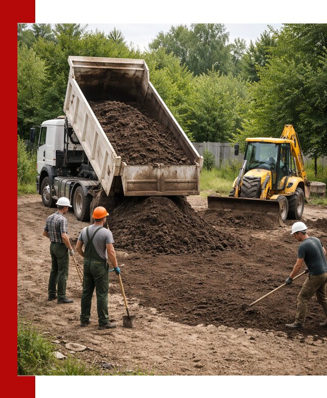 Доставка и укладка грунта для выравнивания участка в Устях-Куте