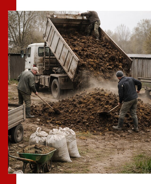 Доставка коровьего навоза самосвалом в Устях-Куте