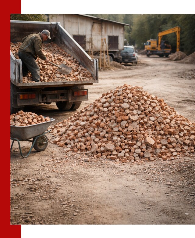 Доставка и подушка из боя кирпича с разгрузкой в Устях-Куте