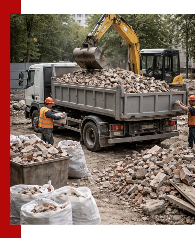 Вывоз строительного мусора в Устях-Куте с самосвалами и контейнерами